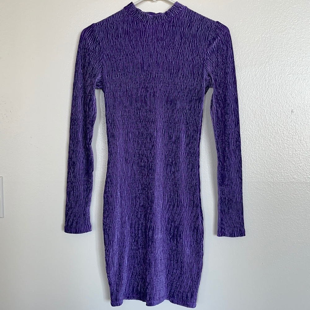 Purple long sleeve bodycon dress